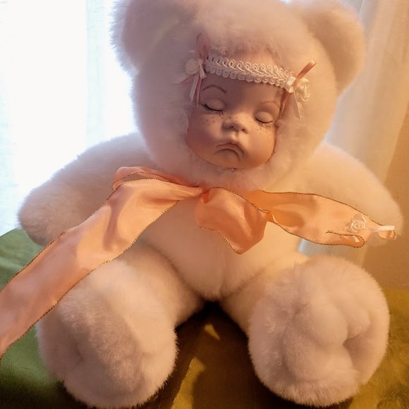 Cute, realistic baby doll in bear suit - Picture 4 of 8